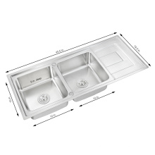 Afrika beliebte Double Bowl 304 Edelstahl Drainboard Küche Waschbecken